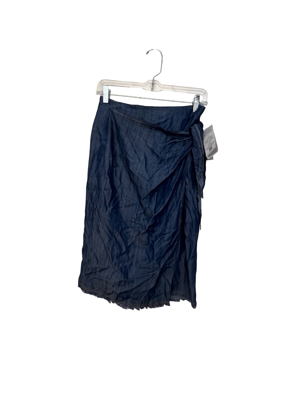 NWT Tribal Jeans Tencel Wrap Skirt Size 0 Dark Wash Denim Tie Front Midi Skirt - Picture 2 of 4